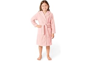 LAYNENBURG Premium Bademantel Kinder & Teenager mit Kapuze - 100% Baumwolle - OEKO TEX Standard 100 - flauschiges Frottee - Größen 110 bis 176