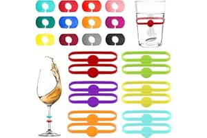 GMMG Marcatori per Bicchieri 24 pezzi Vino Segna Bicchieri Colorati Silicone Segnabicchieri Anelli Segna Salici Marcatori Ciondoli di Bevanda per Bicchiere da Vino