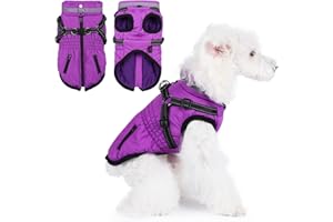 Poseca Dog Coat with Harness,Waterproof Winter Coats Jackets,Warm Cold Weather Dog Jacket with Harness Built In for Small Medium Large Dogs