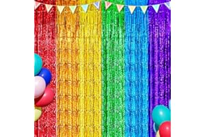 JREMREO 2er-Pack 1 x 3 m Regenbogen-Metallic-Folienfransen-Vorhang, Lametta-Streamer Fotohintergrund für Pride Month, LGBTQ Pride Party, Geburtstag, Hochzeit, Brautparty Dekorationen