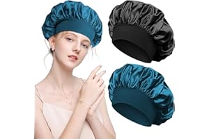 CAIKAILIOR 2 Stück Satin Haarhaube,Bonnet Sleep Cap Haarhaube Haar Haube zum Schlafen Locken Schlafhaube Haare Schützen Nacht Schlafmütze Curly Hair Kopfhaube,für Herren Damen Kinder Die Nachts Haarschutz Bonet