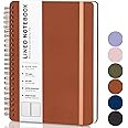 ABERLLS Brown Lined Spiral Journal Notebook, 160 Pages, Medium 5.7 inches x 8 inches - 100 GSM Thick Paper, Hardcover, Double-Wire Spiral Journal & Notebook, To Do List