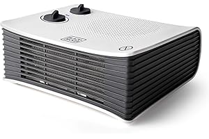 BLACK+DECKER BXSH2001E - Radiateur soufflant 2000W, 2 puissances de chaleur, Fonction ventilateur, Thermostat réglable, Surface jusqu'à 15m2, Protecteur thermique de sécurité, Indicateur Led, Blanc