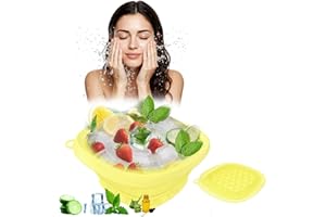 VBVARV Face Bowl for Ice, Quick Cooling Foldable Silicone Wash Basin with Built-in Ice Tray, Ice Tray for Home Ice Water Facials, Facial Ice Bath Kit, Ice Water Face Cold Plunge