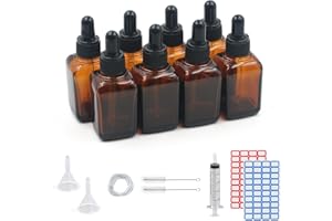 DONDEEN Glass Dropper Bottles 30ml,8 Pack Amber Glass Bottle with Dropper Pipettes for Essential Oils DIY Beauty Massage Perfumery Aromatherapy Laboratory (30ml)