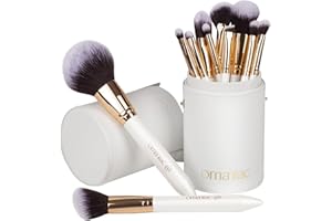 OMANIAC Professional Makeup Brushes Set (12Pcs), Pearl Flash Handles, Comfortable To Hold And Easy To Use. Full Face Travel Make up Brushes Set Professional With Case