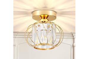 GIGGI Crystal Gold Ceiling Light, E27 Semi-Flush Ceiling Lights, Modern Ceiling Lighting for Chandeliers Ceiling Light, Ceiling Lights Living Room, Bedroom, Hallway, Office & Kitchen Lights Ceiling