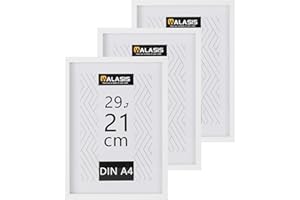 Walasis Bilderrahmen A4 Weiß Rahmen: 3er Set 21x29,7cm MDF Holz Fotorahmen Holzrahmen Din A4