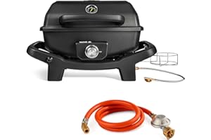 BURNHARD® 1-Brenner Gasgrill WAYNE JR. 3,6 kW – Tragbarer Balkongrill - Tischgasgrill mit Aludruckguss Brennkammer, Gusseisen Grillroste inkl. Abdeckhaube und Gasflaschen Adapter