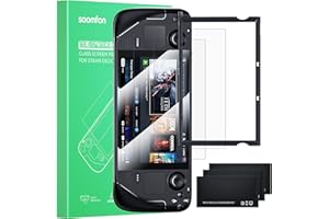 SOOMFON [3 Piezas Protector Pantalla Compatible con Steam Deck, Cristal Vidrio Templado de Cubierta Integral 2021 Nuevo 7 Pulgadas, 9H Dureza, Fácil Instalación, Anti-Rayado, Alta Definición