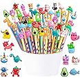 32 Matite Colorate Con Toppers Animali - Regalini Compleanno Bambini, Idee Per Feste E Bomboniere