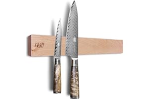 FINDKING Striscia Magnetica per Coltelli in Legno d'Acero, Supporto Magnetico per Utensili da Parete, Frigorifero, Portacoltelli in Legno per Cucina, Senza Fori (Beige, 40CM, Senza Coltelli)