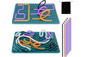 DALAETUS Sensorik Activity Board, Silikon Doppelseitiges Sensory Fidget Spiel Toys, Montessori Sensorik Spielzeug zur Beruhigung, Angstzuständen, ADHD und Autismus für Kinder, zum Tasche & 20 Schnüren