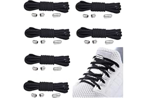 ANSHUKE 6 Paar Elastische Schnürsenkel mit Metallkapsel, Einstellbare Schnürsenkel Ohne Binden, Gummi Schuhbänder mit Kapseln, Gummischnürsenkel für Sneaker, Laufschuhe, Sporschuhe