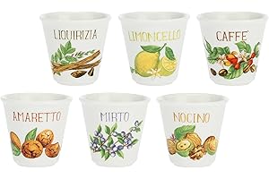 LA PORCELLANA BIANCA La Porcelaine Blanche – Lot de 6 verres en coffret cadeau – Décoration maison, cuisine – Ligne liquorelli – Idée cadeau – Porcelaine – 75 cc ; Ø 5,7 cm ; hauteur 5,5 cm