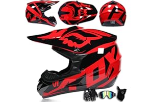 ARMAAN Casco Integral de Motocross para jóvenes, Hombres y Mujeres, para Descenso de montaña, Cascos de Motocross, certificación Dot, con Gafas, Guantes y Protector Facial,Color C-XL(58~60cm)
