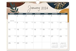 ARTFAN Calendar 2024 - Wall Calendar 2024, January 2024 - December 2024, 2024 Calendar, Twin-Wire Binding, Hanging Hook, Cream-coloured, 37.6 x 29 cm