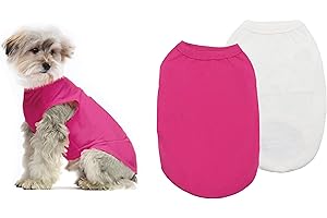 Cotton Dog Clothes YAODHAOD Solid Color Dog T-Shirts Clothes, Cotton Shirts Soft and Breathable, Dog Shirts Apparel Fit for Small Extra Small Medium Dog Cat 2pcs (XL, White+pink)