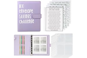 LMTNNB 100 Envelopes Money Saving Challenge Binder, Save 5050 Dollars 100 Day Envelope Challenge Binder with 100 Cash Envelopes, Tracker, and Stickers