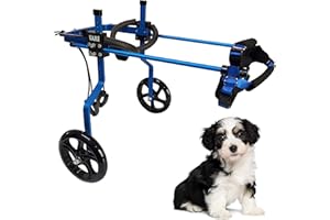 KAJILE Fauteuil Roulant réglable à 2 Roues pour Chien,Taille S-2 pour la rééducation des Pattes arrière des Chiens handicapés,Hauteur 25-30cm,Largeur 15-20cm,Longueur 18-25cm