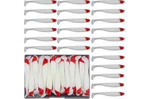 Funzhan 50Pcs Soft Lures Swimbaits Fishing Bass Plastic Paddle Tail Luya Bait Portable Box Proven Colors for Trout Salmon Redfish Freshwater Saltwater