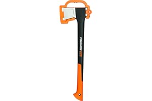 Fiskars Spaltaxt, Inklusive Klingen-/Transportschutz, Länge: 60 cm, Antihaftbeschichtet, Hochwertige Stahl-Klinge/Glasfaserverstärkter Kunststoff-Stiel, Schwarz/Orange, X17–M, 1,53 kg, 1015641
