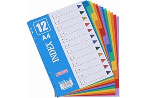 hautllaif File Dividers A4,3 Pack of A4 Folder Dividers for Ring Binders & Lever Arch Files,Colorful Plastic Binder Dividers with 12 Parts,Perfect for Office,School & Home Use