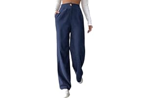 OIUHJN Cordhose Damen Kordhose mit Hoher Taille Weitem Bein Dünne Gerade Hose Große Cordhose für Damen Lockere Hosen Damen Casual Straight Leg Hose Stoffhose Gerades Bein Freizeithose mit Taschen