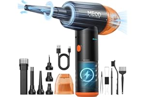 MECO ELEVERDE Souffleur Air Comprimé et Aspirateur 2 en 1, Dust blower Dépoussiérants Puissants électrique 100000 tr/min, Soufflette Air Comprimé Nettoyage PC pour Clavier, Canapé, Voiture (Orange)