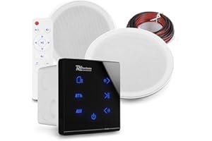 Power Dynamics Marine Bluetooth Ceiling Speaker Kit - 2x 6-Inch Weatherproof Outdoor Bathroom Speakers, IPX5 Rated with USB/SD, A50B Black Wall Amplifier Audio System