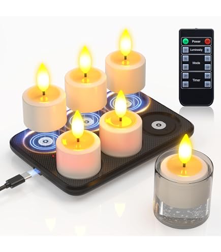 PChero Tea Light Candele Led, 12pcs Bianche Candele Tealight Luci a Led Batteria Natalizie Decorative Galleggianti Finte Piccolo Elettriche Effetto Reale Per Halloween Natale Decorazioni Casa