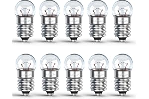 Caldarax 10 Stück Kugellampe E10 DC 3.5V, 0.3A, Warmweiß 3000K, E10 Glühlampe Glühbirne Miniatur Schraubfuß, Ersatzlampe für Elektrische Experiment, Taschenlampen, Krippenbeleuchtung, Warnleuchte