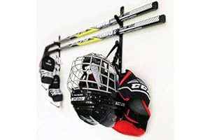 Support mural pour crosse de hockey – Accrochez vos patins de hockey sur glace, casque, gants, bâtons – Idéal pour la maison ou le bureau – Pas d'équipement pour crosse de hockey