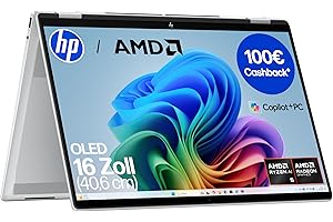 ‎HP HP OmniBook X Flip 2in1 Next Gen AI Laptop | AMD Ryzen AI 5 340 (6C) | dedizierte NPU für KI | 50 NPU Tops | Copilot+ PC | 16" WUXGA 1920x1200 Touchscreen | 16GB | 512GB SSD | Win11 | QWERTZ | Silber