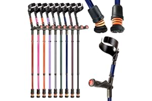FLEXYFOOT LTD Flexyfoot Shock Absorbing Comfy Grip Double Adjustable Crutch - Improves Safety, Improves Grip, Reduces Shocks & Jarring – Right Handed - Blue