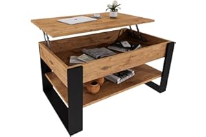‎CRAFTPAK CraftPAK Couchtisch Höhenverstellbar mit Stauraum | Wohnzimmertisch Klappbar | Höhenverstellbarer Coffee Table | Couchtische Ausziehbar | Wohnzimmer Tisch Holz Weiß