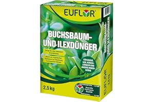 Euflor Buchsbaum- und Ilexdünger 2,5 kg Faltschachtel•Spezialdünger für Buxus,Ilex,Kirschlorbeer und immergrüne Laubgehölze•organisch-mineralischer Spezialdünger•für dichten Wuchs und intensives Grün