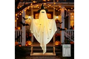 Halloween dekoration utomhus trädgård, 140 cm spöke på gunga, swinging