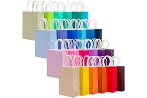 Gcardist 24 kolory, mała torebka na prezent z uchwytami, 24 szt., papierowe torebki imprezowe, 8,3 x 6 x 3 cale, wiele zastosowań (15 x 8 x 21 cm, mały rozmiar)