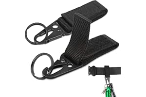 KUAOWT Gancho Mosqueton Tactico, 2 Piezas Cinturón Táctico Mosqueton Llavero Mosquetones de Escalada, Gancho de Mosquetón Nylon Colgante Cinturón para Senderismo, Acampar, Actividades al Aire Libre (Negro)