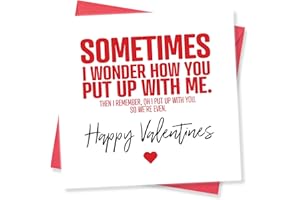 Punkcards, Valentines Card, Valentines Card For Him, Funny Valentines Cards Valentines Card For Her, Sometimes I Wonder How You Put Up With Me.
