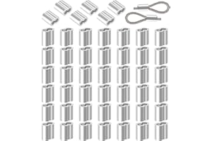ODDERZZII 50 sztuk zacisków linowych 6 mm, aluminiowa pętla zaciskowa, tuleje zaciskowe, podwójne tuleje zaciskowe, zaciski kablowe, zaciski linowe, zaciski linowe do liny gumowej, lina ekspandera, linka