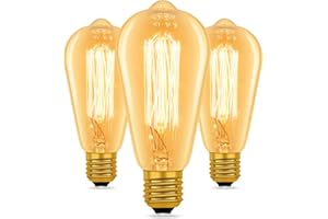 CALDARAX ST64 Vintage Light Bulbs Dimmable, Squirrel Cage Shaped Filament Bulb, Amber Glass Warm White 2700K, AC 230V, E27 Edison Screw Cap, Retro Industrial Style Bulb for Ceiling, Chandelier, 3 Pack