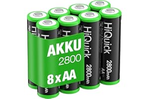 HiQuick AA Akku, NI-MH Mignon AA 2800mAh Akku, wiederaufladbare 1,2V AA batterien, 8 x Mignon AA