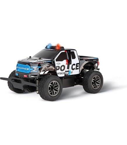 Carrera Ford F-150 Raptor 2,4GHz – Camion RC Blanc Flamme Orange, Suspension Intégrale, Batterie LiFePo4 Incluse