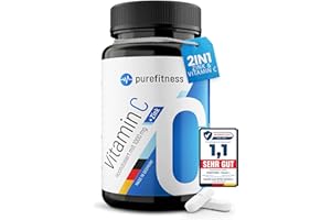 Purefitness Vitamin C Hochdosiert + Zink - Vitamin C 1000mg mit 25mg Zink pro Tablette - 180 Tabletten - Natürliches Vitamin C Zink Komplex ohne Zusätze - Immunsystem stärken Erwachsene, vitamine c