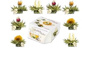 ‎CREANO Creano Teeblumen Variation im exklusiven Tassenformat "ErblühTeelini" - 8 Teeblüten in 4 verschiedenen Sorten (Weißer Tee)