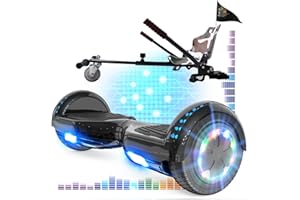 ‎RCB RCB Hoverboard mit Sitz und Hoverkart Set 6,5 Zoll hoverboards für Kinder, Hoverboards mit Bluetooth und LED-Lichtern, Go-Kart Solider Sitz, Geschenk für Kinder
