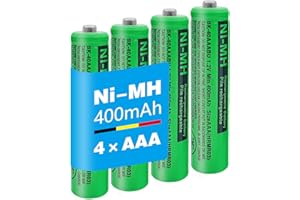 JAPUSOON BK-40AAABU Piles Rechargeables AAA 400mah 1,2v pour Téléphone Gigaset, Pile AAA 400mah Batterie téléphone pour Panasonic, Lot de 4