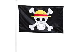 KliKil Bandera Piratas One piece Grande - 1 Bandera de Pirata Manga para Balcon, Bandera Piratas OnePiece Para Exterior Jardin y para poner en un Mastil, Pirate Flag - 90x150 cm